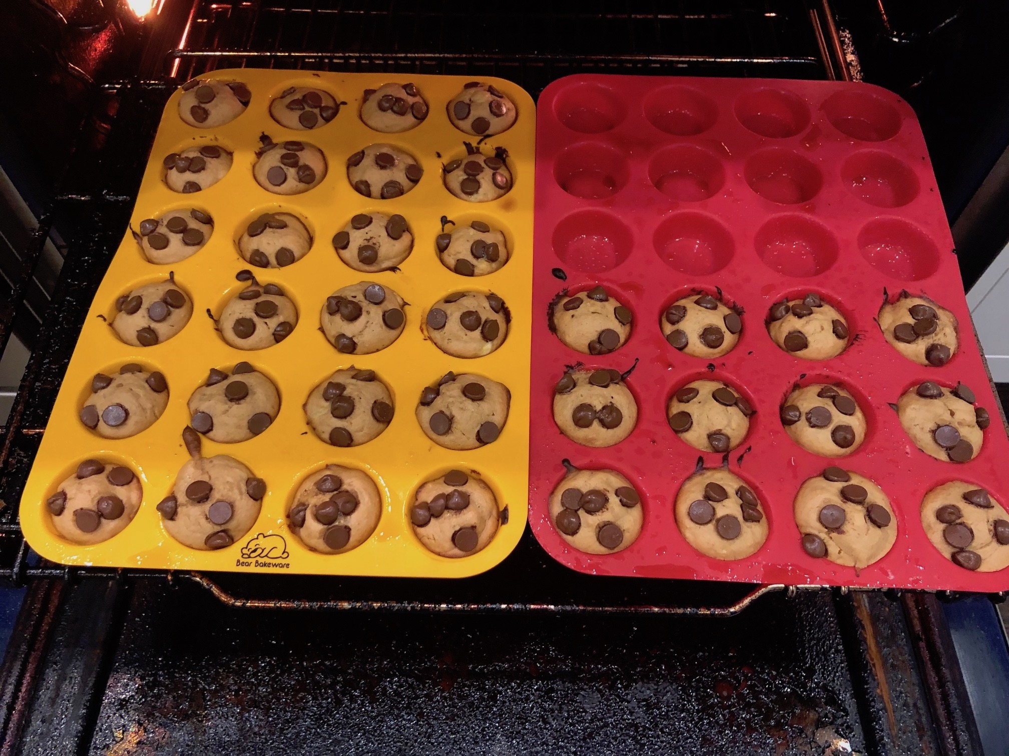 Mini Peanut Butter Banana Chocolate Chip Muffins