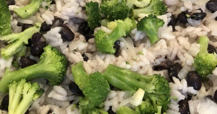 Broccoli, Onion, Rice and Beans